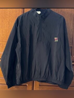 Surf Style Iridescent Quarter Zip Pullover Jacket with Neon Patch 80s 90s Y2K